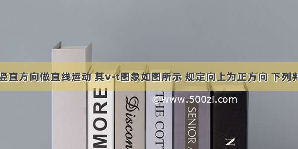 某物体沿竖直方向做直线运动 其v-t图象如图所示 规定向上为正方向 下列判断正确的