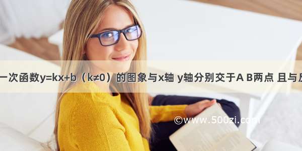 如图 已知一次函数y=kx+b（k≠0）的图象与x轴 y轴分别交于A B两点 且与反比例函数