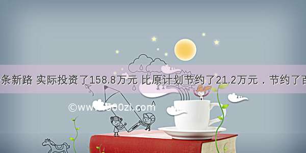 要修建一条新路 实际投资了158.8万元 比原计划节约了21.2万元．节约了百分之几？