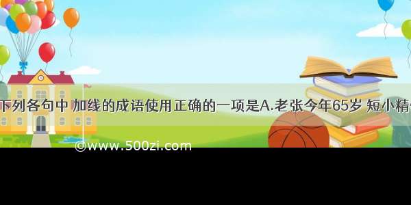 单选题下列各句中 加线的成语使用正确的一项是A.老张今年65岁 短小精悍 思维