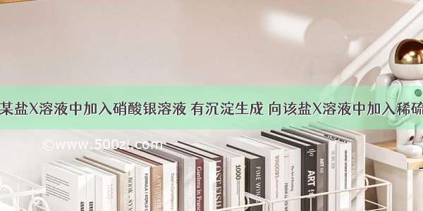 单选题向某盐X溶液中加入硝酸银溶液 有沉淀生成 向该盐X溶液中加入稀硫酸也有沉