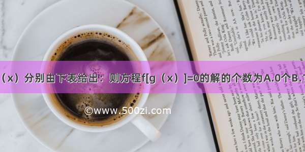 已知f（x） g（x）分别由下表给出：则方程f[g（x）]=0的解的个数为A.0个B.1个C.2个D.3个