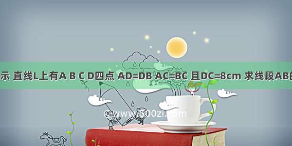 如图所示 直线L上有A B C D四点 AD=DB AC=BC 且DC=8cm 求线段AB的长度．