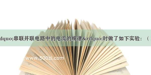 小红同学在探究“串联并联电路中的电流的规律”时做了如下实验：（1）按图甲所示的电