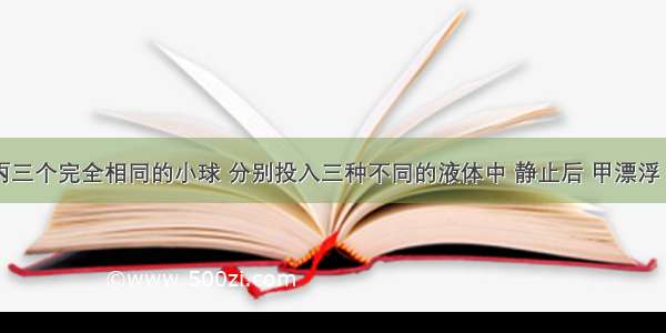 甲 乙 丙三个完全相同的小球 分别投入三种不同的液体中 静止后 甲漂浮 乙悬浮 