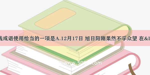 下列各句加横线成语使用恰当的一项是A.12月17日 旭日阳刚果然不孚众望 在“我要上春