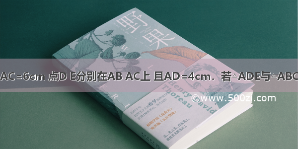 已知△ABC中 AB=8cm AC=6cm 点D E分别在AB AC上 且AD=4cm．若△ADE与△ABC相似 则AE=________cm．