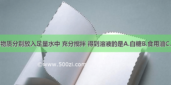 把少量下列物质分别放入足量水中 充分搅拌 得到溶液的是A.白糖B.食用油C.面粉D.细沙