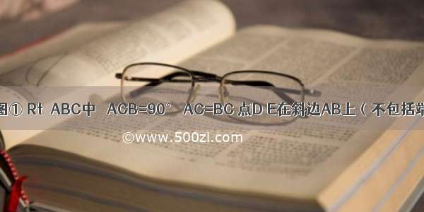 已知：如图① Rt△ABC中 ∠ACB=90° AC=BC 点D E在斜边AB上（不包括端点） 且∠