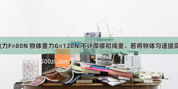 如图所示 拉力F=80N 物体重力G=120N 不计摩擦和绳重．若将物体匀速提高1m 则动滑