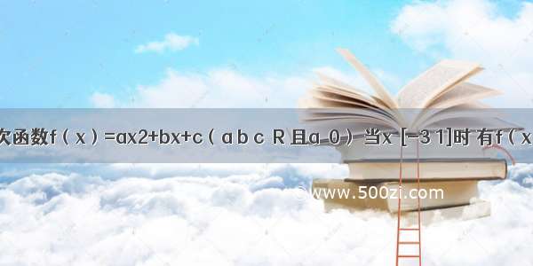 已知二次函数f（x）=ax2+bx+c（a b c∈R 且a≠0） 当x∈[-3 1]时 有f（x）≤0；