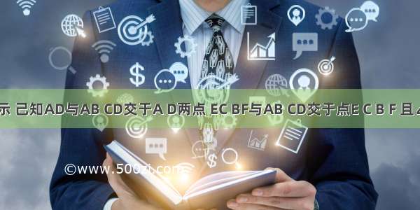 如图所示 己知AD与AB CD交于A D两点 EC BF与AB CD交于点E C B F 且∠1=∠2