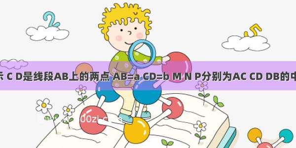 如图所示 C D是线段AB上的两点 AB=a CD=b M N P分别为AC CD DB的中点 （1）