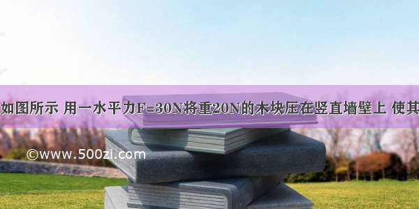 解答题如图所示 用一水平力F=30N将重20N的木块压在竖直墙壁上 使其静止在