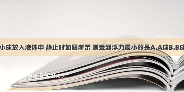 外形相同的4个小球放入液体中 静止时如图所示 则受到浮力最小的是A.A球B.B球C.C球D.都相等