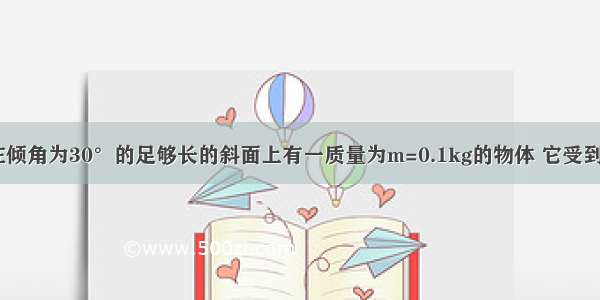 如图所示 在倾角为30°的足够长的斜面上有一质量为m=0.1kg的物体 它受到平行斜面方