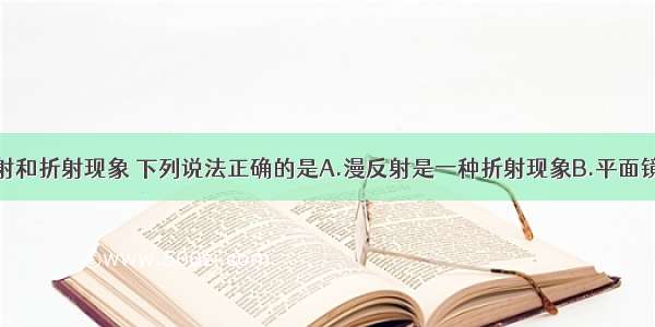 关于光的反射和折射现象 下列说法正确的是A.漫反射是一种折射现象B.平面镜成像是一种