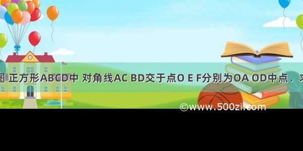 已知：如图 正方形ABCD中 对角线AC BD交于点O E F分别为OA OD中点．求证：（1）