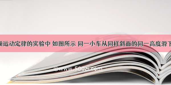 在研究牛顿运动定律的实验中 如图所示 同一小车从同样斜面的同一高度滑下 接着在不