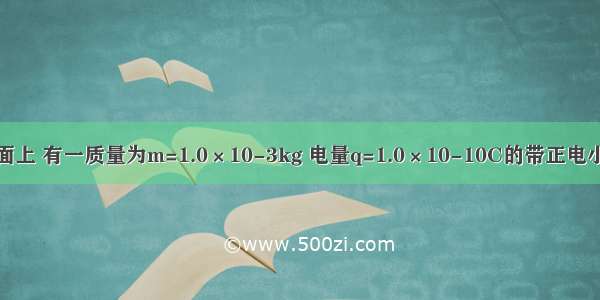 在光滑水平面上 有一质量为m=1.0×10-3kg 电量q=1.0×10-10C的带正电小球 静止在O