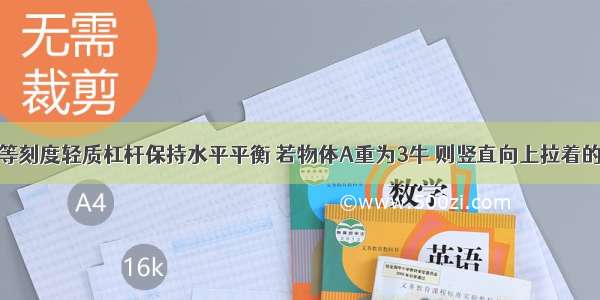 如图所示的等刻度轻质杠杆保持水平平衡 若物体A重为3牛 则竖直向上拉着的弹簧测力计