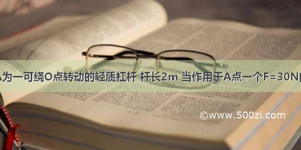 如图所示 OA为一可绕O点转动的轻质杠杆 杆长2m 当作用于A点一个F=30N的竖直向上的