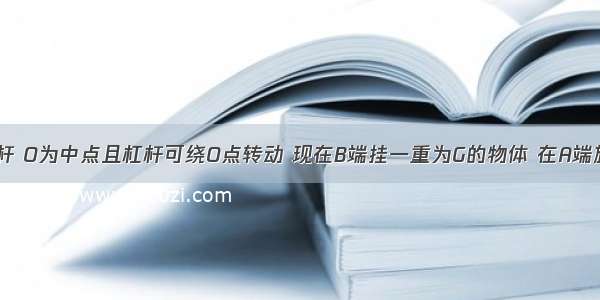 如图所示杠杆 O为中点且杠杆可绕O点转动 现在B端挂一重为G的物体 在A端施加作用力F