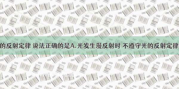 下列关于光的反射定律 说法正确的是A.光发生漫反射时 不遵守光的反射定律B.垂直入射