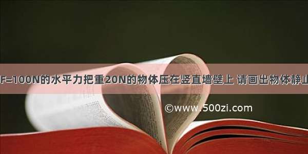 如图所示 用F=100N的水平力把重20N的物体压在竖直墙壁上 请画出物体静止时在竖直方