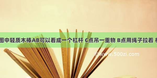 如图所示 图中轻质木棒AB可以看成一个杠杆 C点吊一重物 B点用绳子拉着 杠杆的支点