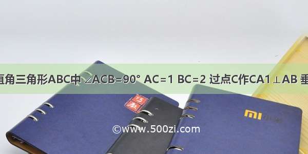 如图 已知直角三角形ABC中 ∠ACB=90° AC=1 BC=2 过点C作CA1⊥AB 垂足为A1 再