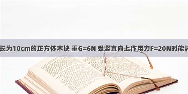 如图所示 边长为10cm的正方体木块 重G=6N 受竖直向上作用力F=20N时能静止在天花墙