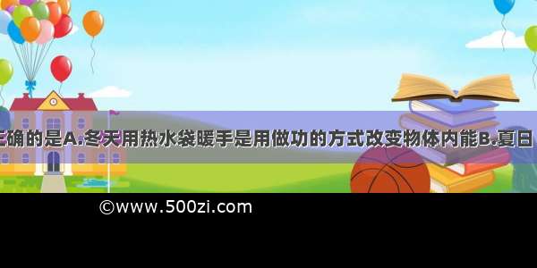 下列说法 正确的是A.冬天用热水袋暖手是用做功的方式改变物体内能B.夏日 在阳光照射