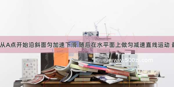 物体由静止从A点开始沿斜面匀加速下滑 随后在水平面上做匀减速直线运动 最后停止于C