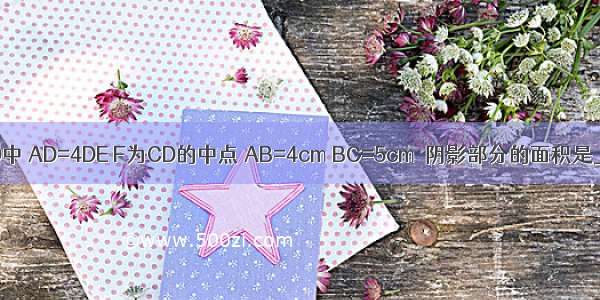 如图长方形ABCD中 AD=4DE F为CD的中点 AB=4cm BC=5cm．阴影部分的面积是________cm2．