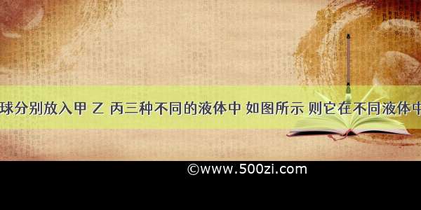 把同一小球分别放入甲 乙 丙三种不同的液体中 如图所示 则它在不同液体中所受浮力