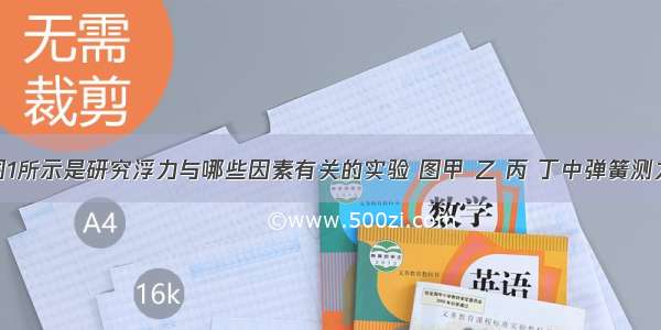 （1）如图1所示是研究浮力与哪些因素有关的实验 图甲 乙 丙 丁中弹簧测力计的示数