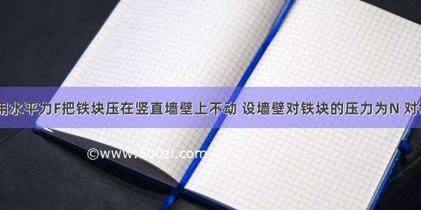 如图所示 用水平力F把铁块压在竖直墙壁上不动 设墙壁对铁块的压力为N 对铁块的摩擦