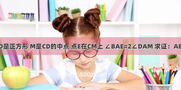 已知ABCD是正方形 M是CD的中点 点E在CM上 ∠BAE=2∠DAM 求证：AE=AB+CE．