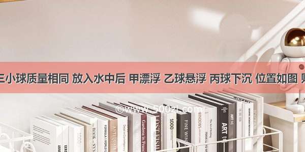 甲乙丙三小球质量相同 放入水中后 甲漂浮 乙球悬浮 丙球下沉 位置如图 则A.三小