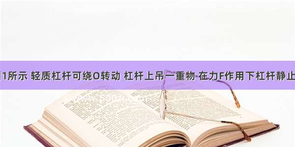 （1）如图1所示 轻质杠杆可绕O转动 杠杆上吊一重物 在力F作用下杠杆静止在水平位置