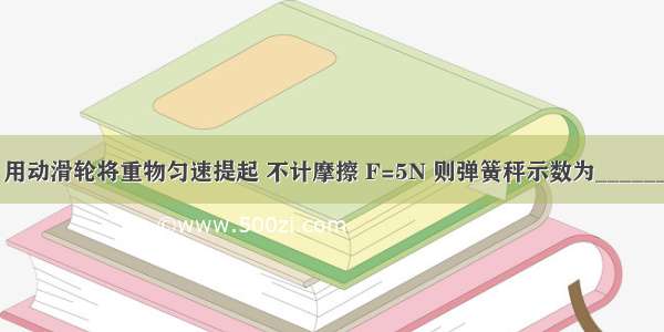 如图所示 用动滑轮将重物匀速提起 不计摩擦 F=5N 则弹簧秤示数为________N 物体