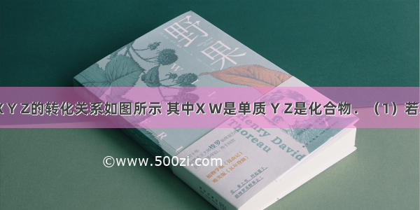 物质W X Y Z的转化关系如图所示 其中X W是单质 Y Z是化合物．（1）若X W是常