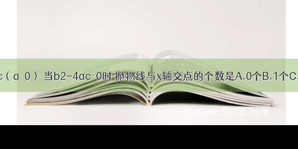 已知y=ax2+bx+c（a≠0） 当b2-4ac＜0时 抛物线与x轴交点的个数是A.0个B.1个C.2个D.不能确定