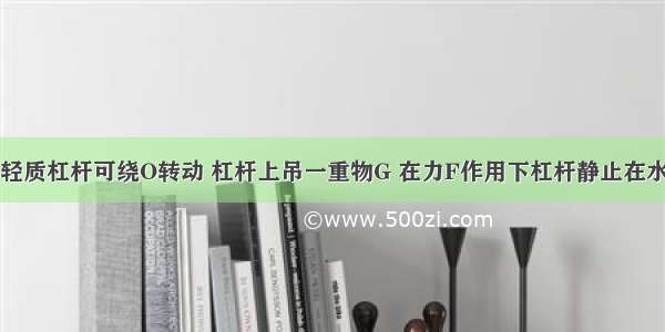 如图所示 轻质杠杆可绕O转动 杠杆上吊一重物G 在力F作用下杠杆静止在水平位置 请