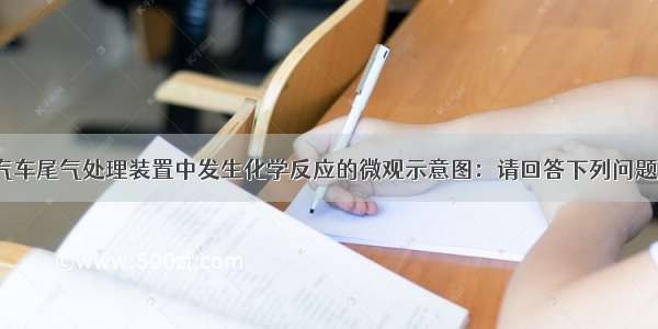 如图是某种汽车尾气处理装置中发生化学反应的微观示意图：请回答下列问题：（1）画出