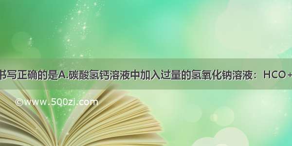 下列离子方程式书写正确的是A.碳酸氢钙溶液中加入过量的氢氧化钠溶液：HCO+OH-=CO+H2O