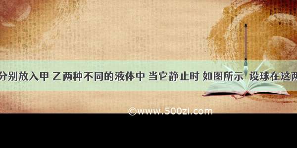 同一个球分别放入甲 乙两种不同的液体中 当它静止时 如图所示．设球在这两种液体中