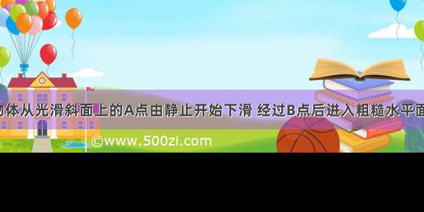 如图所示 物体从光滑斜面上的A点由静止开始下滑 经过B点后进入粗糙水平面（设经过B