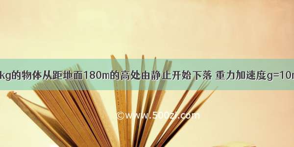 一质量为1.0kg的物体从距地面180m的高处由静止开始下落 重力加速度g=10m/s2 忽略物